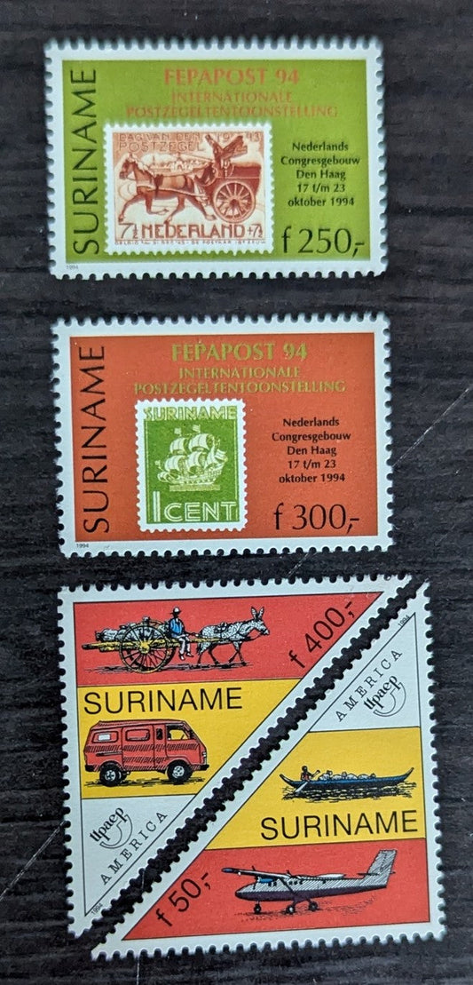 Lot 183 Surinam SC#987-990 1994 Freapost - America Issues, 4 VFNH Singles, Click on Listing to See ALL Pictures, 2017 Scott Cat. $20.9