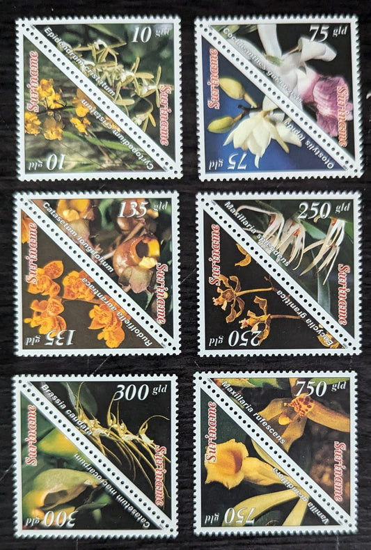 Lot 188 Surinam SC#1029a-1039a 1996 Orchids Issue, 6 VFNH Pairs, Click on Listing to See ALL Pictures, 2017 Scott Cat. $22.05