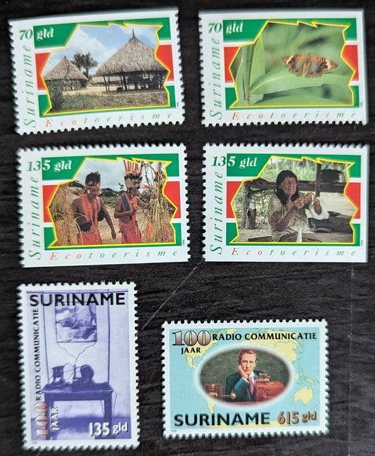 Lot 189 Surinam SC#1041-1046 1996 Ecotourism - Radio Centenary Issues, 3 VFNH Singles, Click on Listing to See ALL Pictures, 2017 Scott Cat. $15