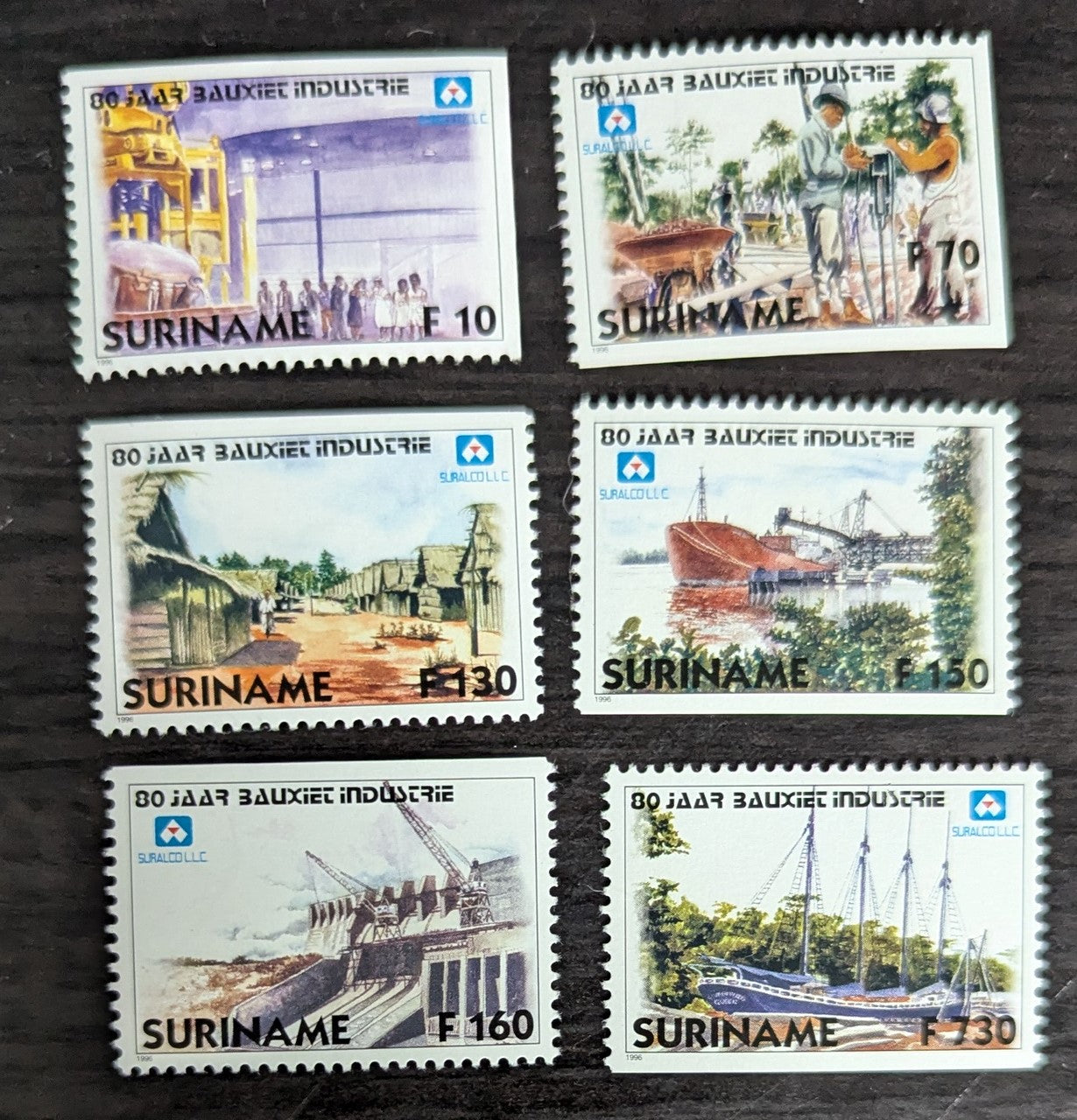 Lot 192 Surinam SC#1066-1071 1996 SURALCO (Surinam Aluminum Co.) Issue, 6 VFNH Singles, Click on Listing to See ALL Pictures, 2017 Scott Cat. $12.45