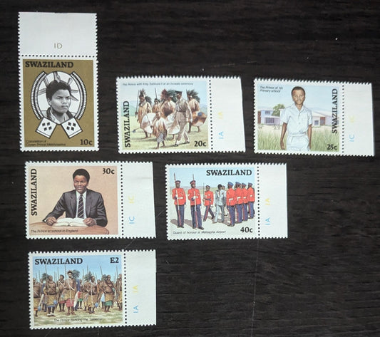 Lot 200 Swaziland SC#495-500 1986 Coronation of Crown Prince Makhosetive Issue, 6 VFNH Singles, Click on Listing to See ALL Pictures, 2017 Scott Cat. $10.95