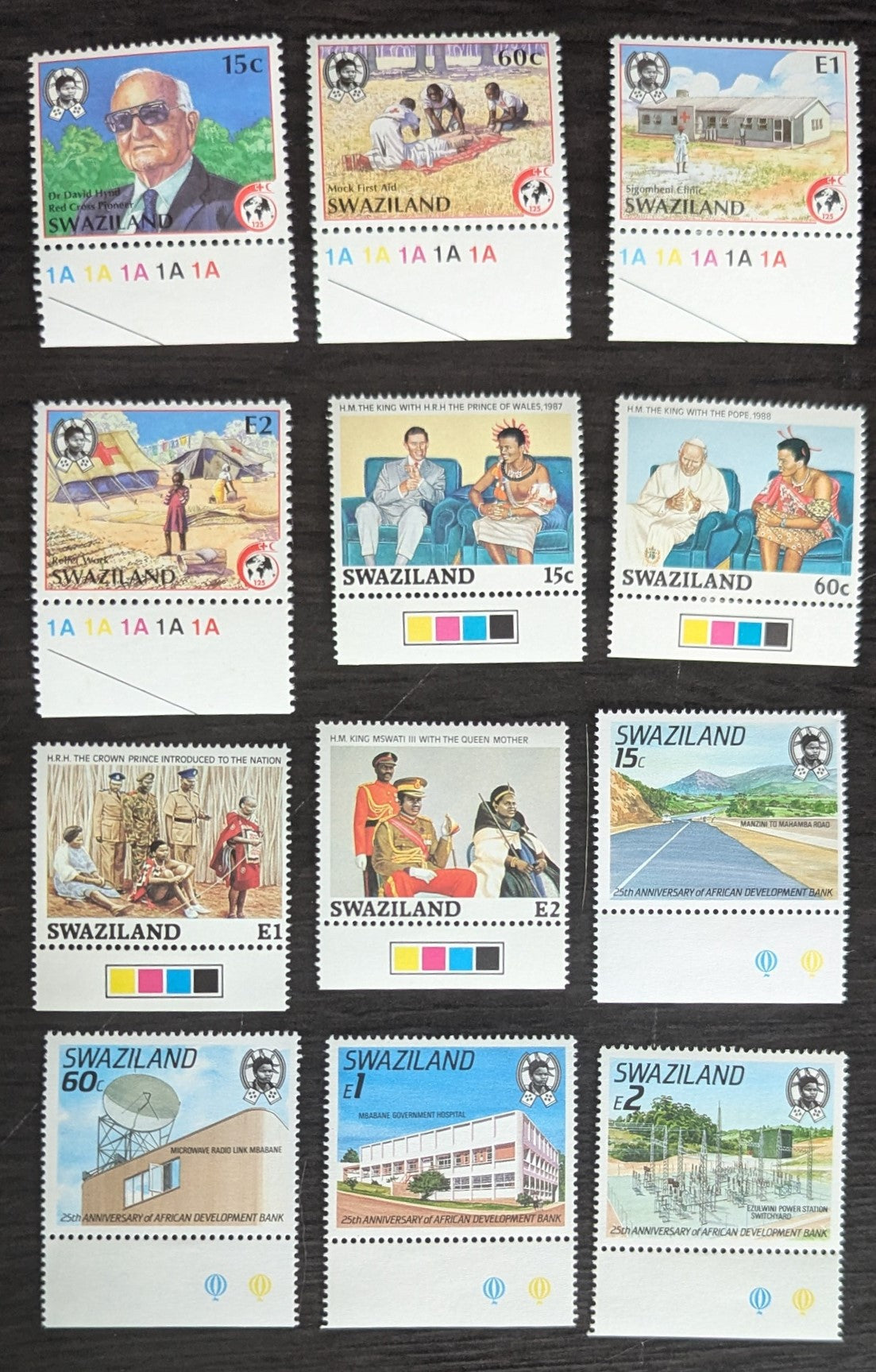 Lot 206 Swaziland SC#543-554 1989 Int'l Red Cross & Red Crescent Organizations, 125th Anniv - African Development Bank, 25th Anniv Issues, 12 VFNH Singles, Click on Listing to See ALL Pictures, 2017 Scott Cat. $12.6