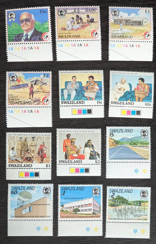 Lot 206 Swaziland SC#543-554 1989 Int'l Red Cross & Red Crescent Organizations, 125th Anniv - African Development Bank, 25th Anniv Issues, 12 VFNH Singles, Click on Listing to See ALL Pictures, 2017 Scott Cat. $12.6