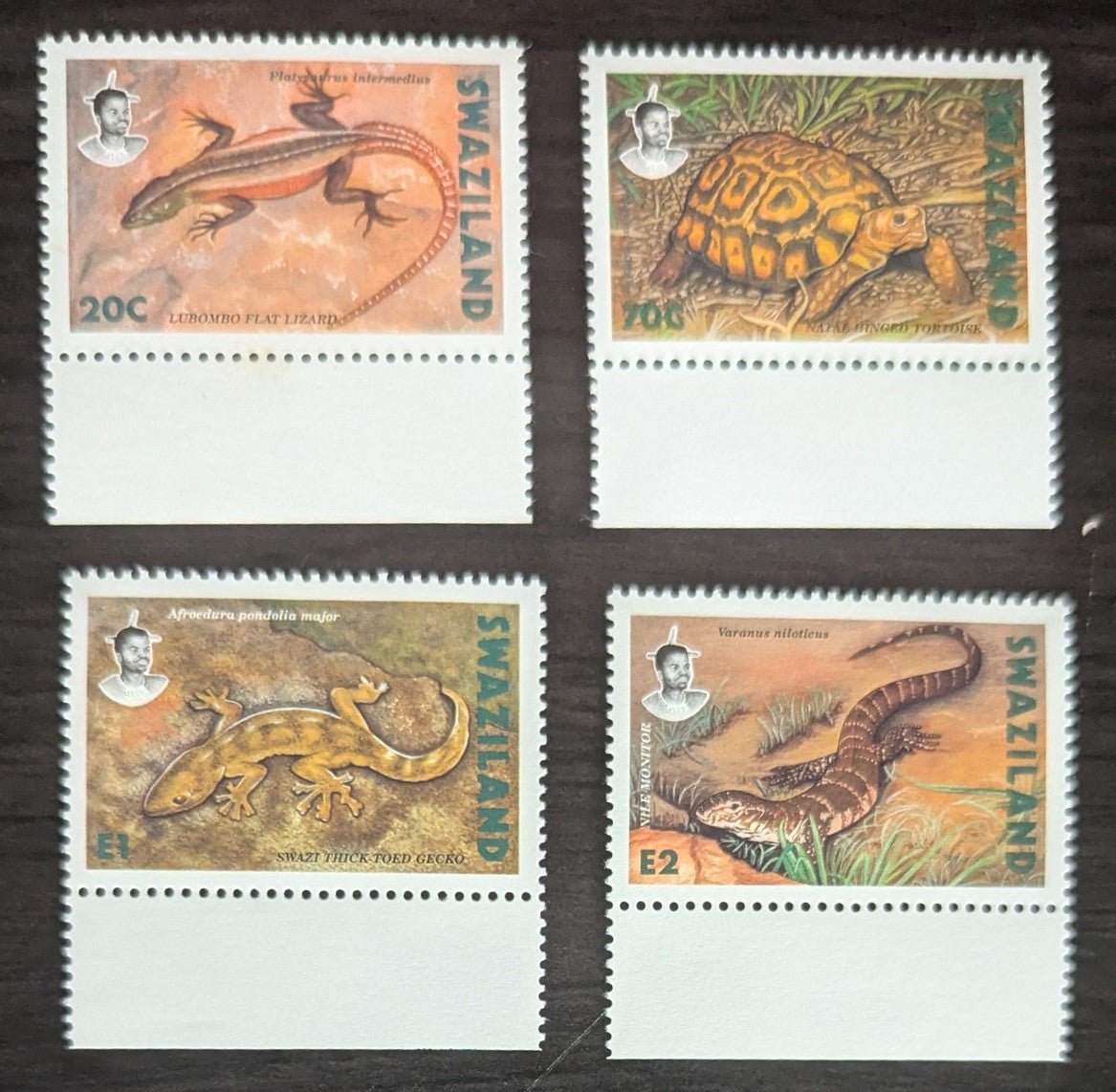 Lot 210 Swaziland SC#596-599 1992 Reptiles Issue, 4 VFNH Singles, Click on Listing to See ALL Pictures, 2017 Scott Cat. $12.25