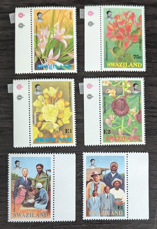 Lot 211 Swaziland SC#588/615 1991-1992 Flowers - Evangelical Alliance Mission In Swaziland, Centenary Issues, 6 VFNH Singles, Click on Listing to See ALL Pictures, 2017 Scott Cat. $10.95