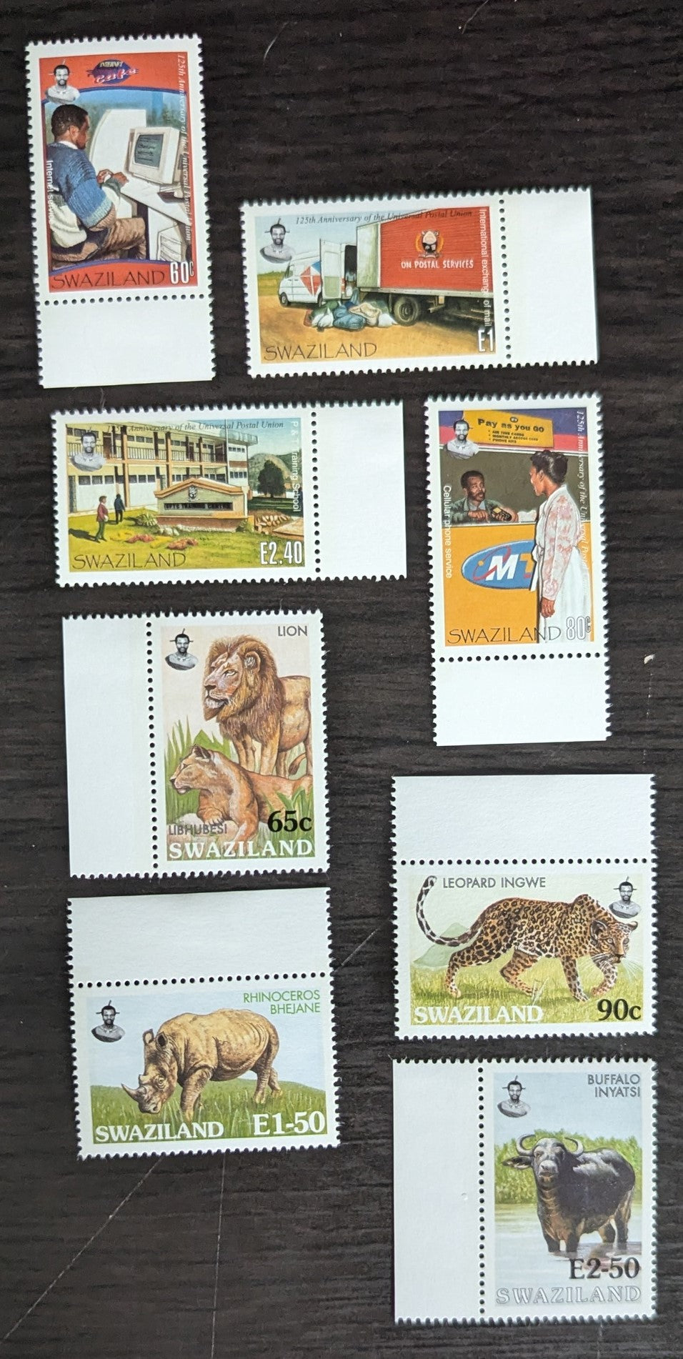 Lot 218 Swaziland SC#690-697 1999-2000 UPU, 125th Anniv - Wildlife Issues, 8 VFNH Singles, Click on Listing to See ALL Pictures, 2017 Scott Cat. $13