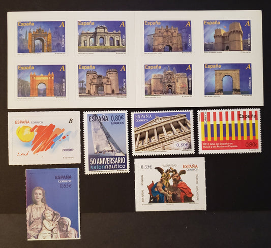 Lot 21 Spain SC#3813/3820 2011-2012 Christmas / Tourism Issues, 6 VFNH Singles And A Booklet Of 8, Click on Listing to See ALL Pictures, 2017 Scott Cat. $19.3