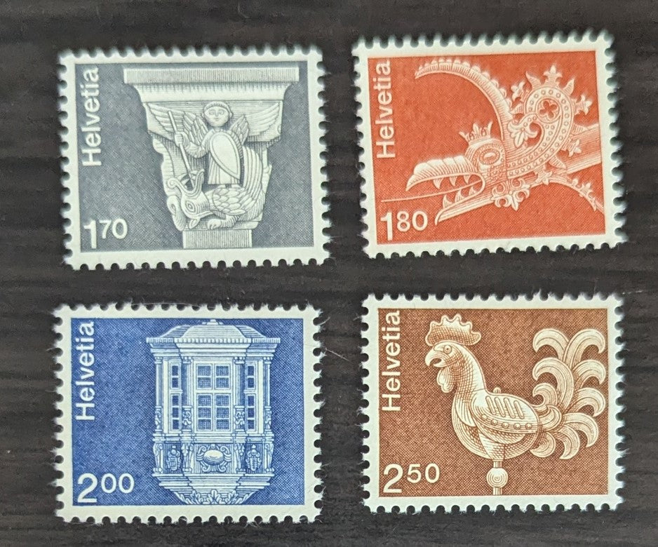 Lot 235 Switzerland SC#574-577 1973-1980 Designs Issue, 4 VFOG Singles, Click on Listing to See ALL Pictures, 2017 Scott Cat. $18.75