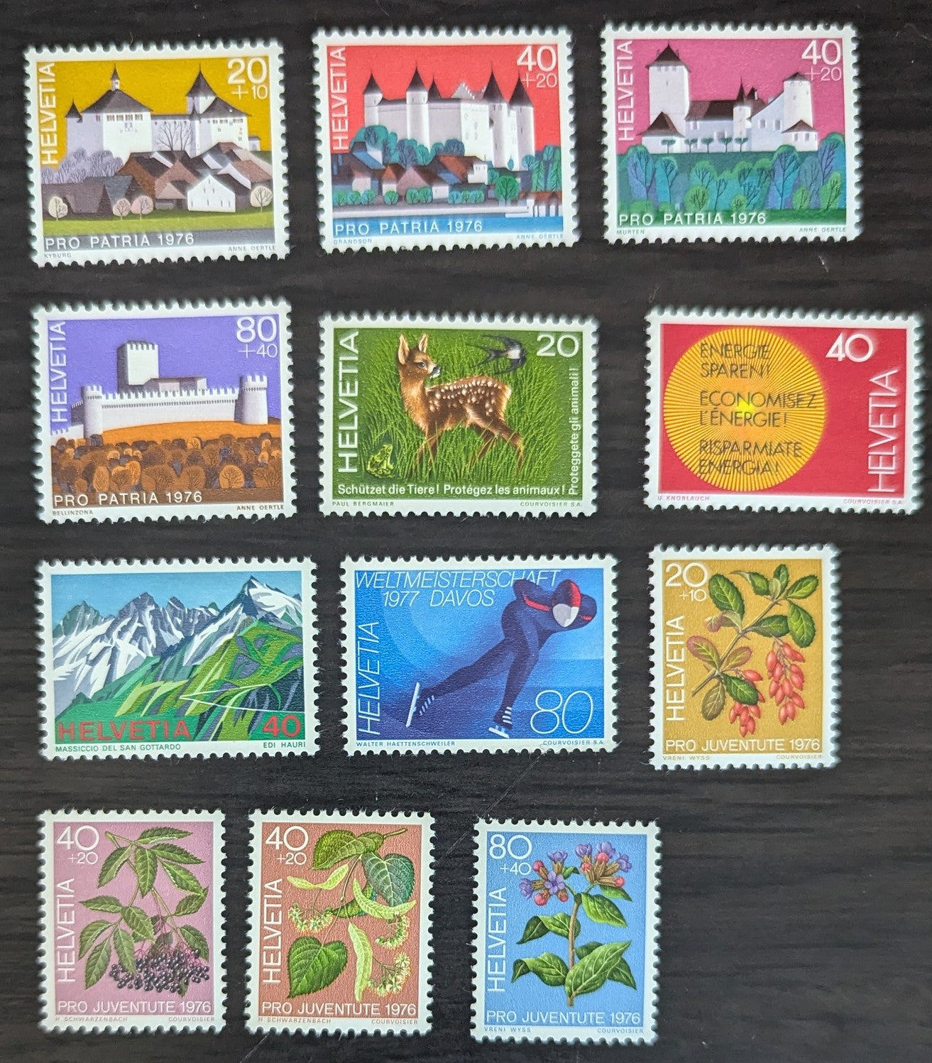 Lot 238 Switzerland SC#616/B446 1976 Pictorials - Plants Issues, 12 VFOG Singles, Click on Listing to See ALL Pictures, 2017 Scott Cat. $13.4