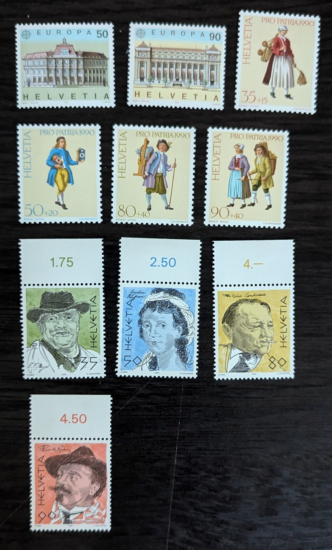 Lot 281 Switzerland SC#861/B562 1990 Europa - 700 Years of Art & Culture Issues, 10 VFNH/OG Singles, Click on Listing to See ALL Pictures, 2017 Scott Cat. $15.15