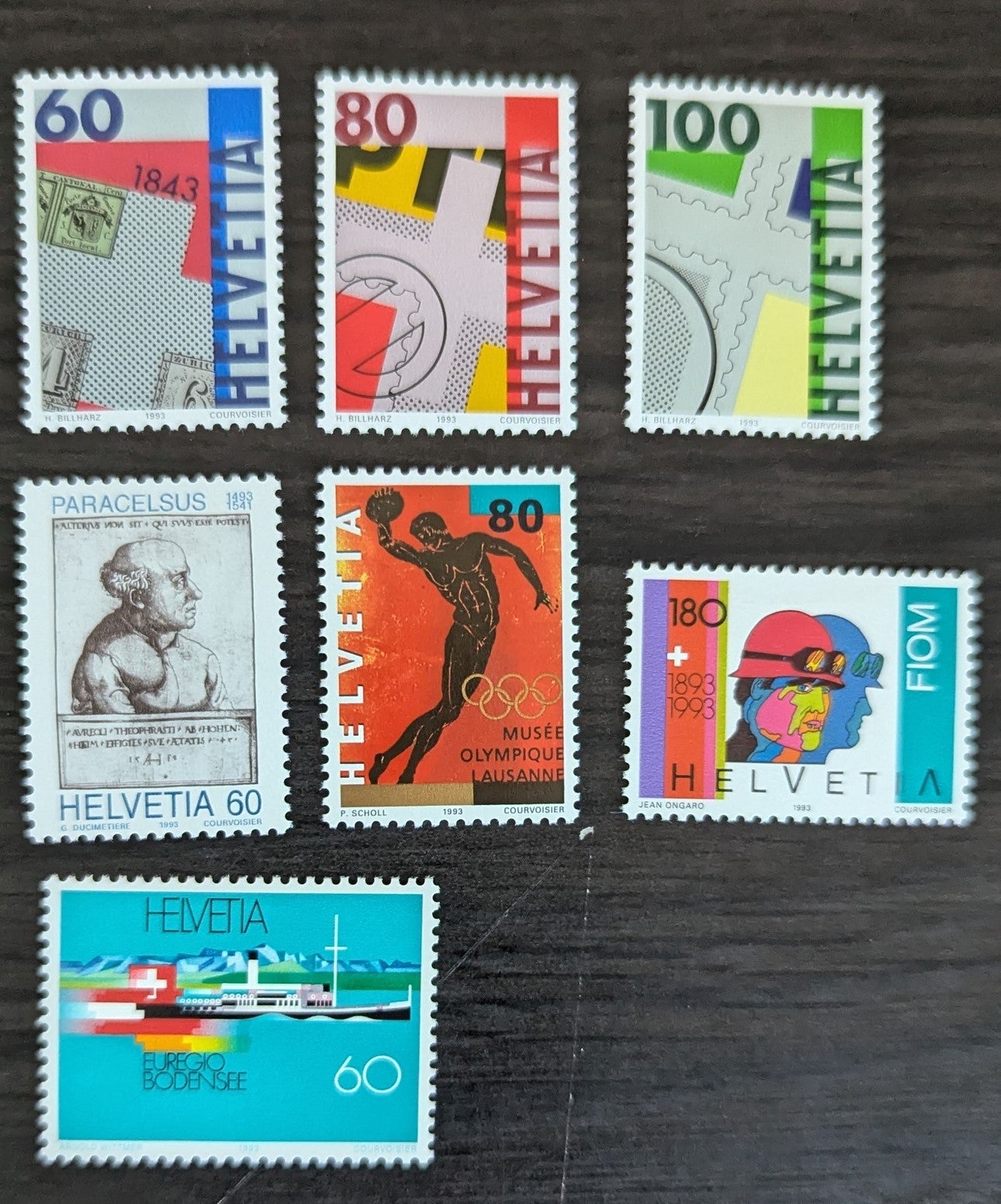 Lot 290 Switzerland SC#925-931 1993 First Swiss Postage Stamps, 150th Anniv - Lake Constance Steamer Issues, 7 VFOG/NH Singles, Click on Listing to See ALL Pictures, 2017 Scott Cat. $14.5