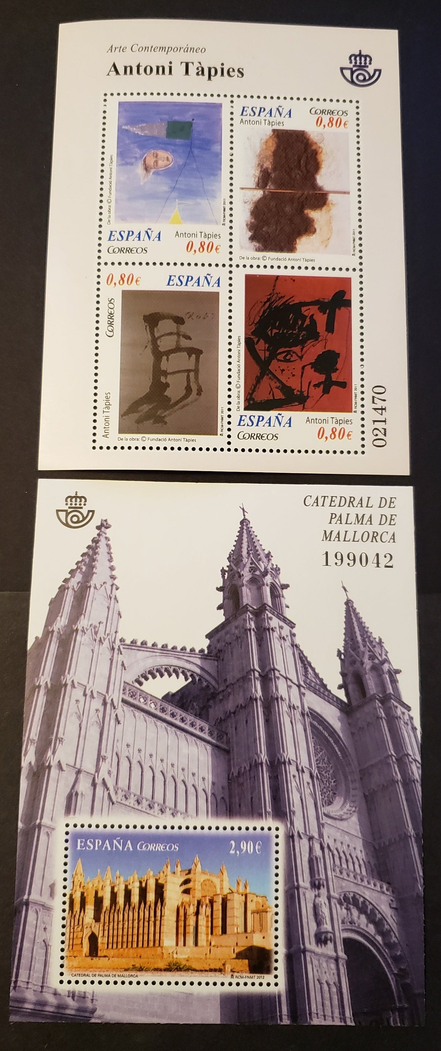 Lot 29 Spain SC#3802/3868 2011-2012 Art / Palma de Mallorca Cathedral Issues, A VFNH Souvenir Sheet And A Sheet Of 4, Click on Listing to See ALL Pictures, 2017 Scott Cat. $16.5