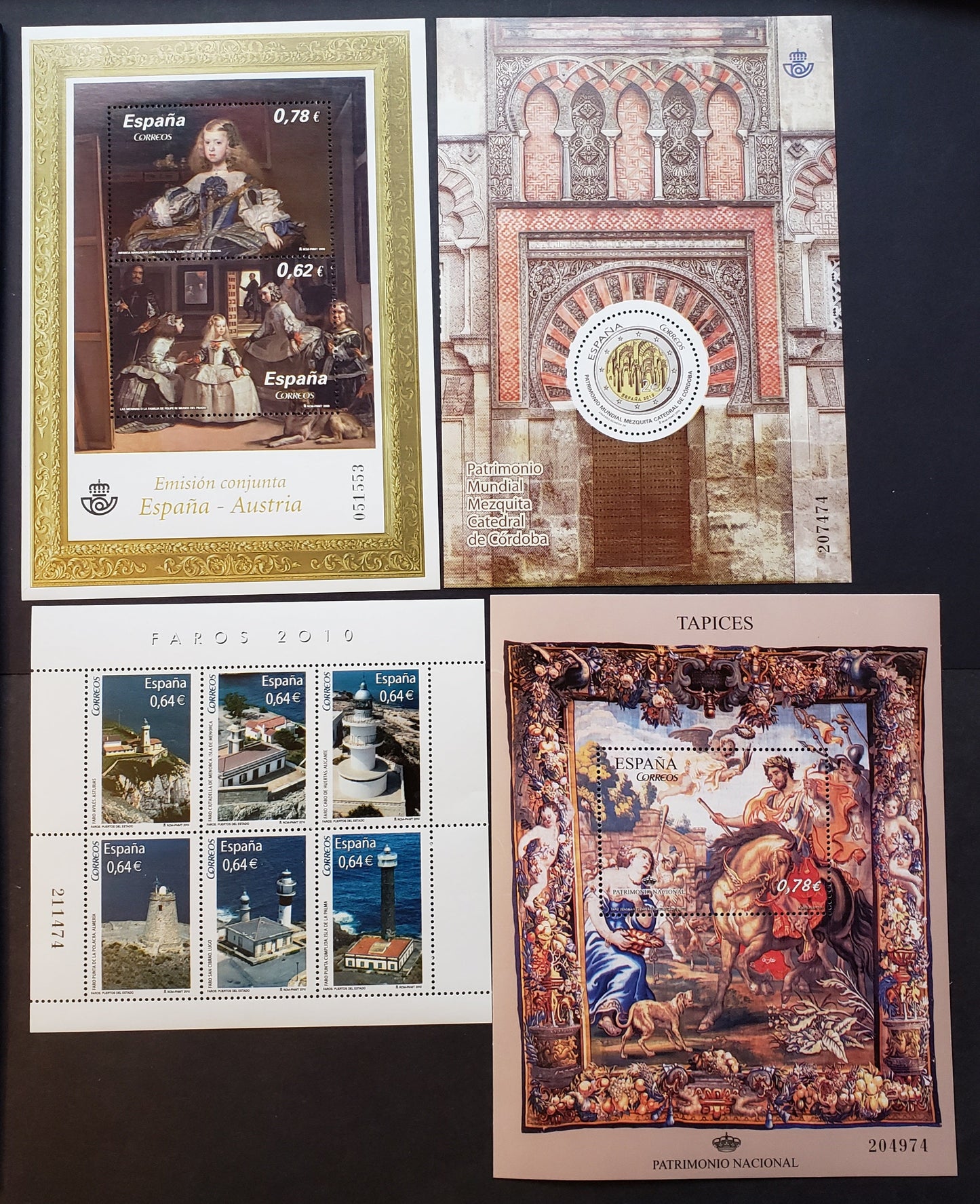 Lot 2 Spain SC#3677/3746 2009-2010 Paintings By Diego Velazquez / Lighthouses Issues, 3 VFNH Souvenir Sheets And A Sheet Of 6, Click on Listing to See ALL Pictures, 2017 Scott Cat. $22