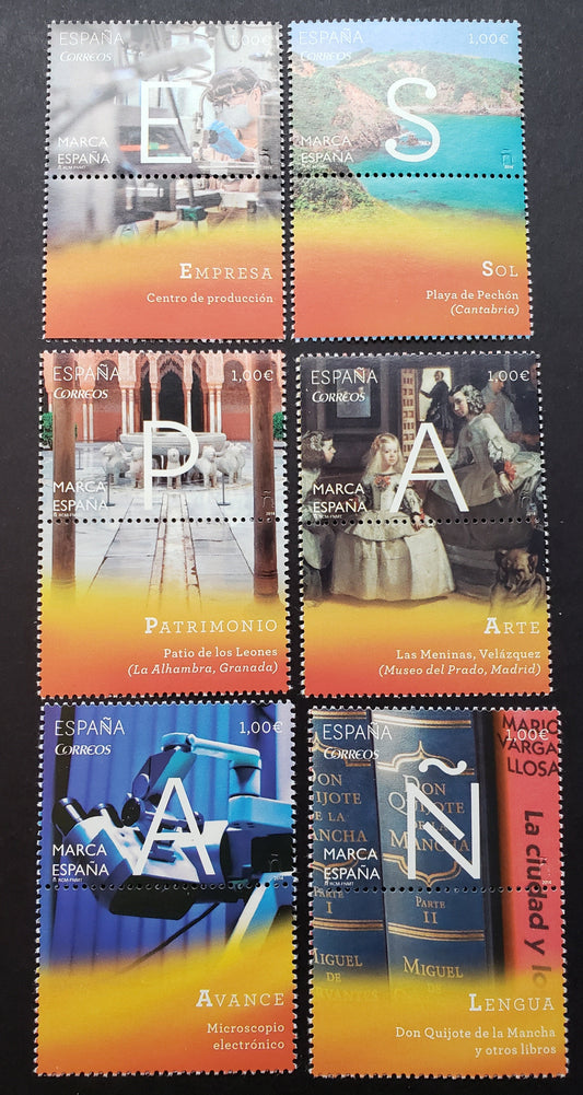 Lot 52 Spain SC#3970/3975 2014 Marca Espana Issue, 6 VFNH Singles + Labels, Click on Listing to See ALL Pictures, 2017 Scott Cat. $16.5