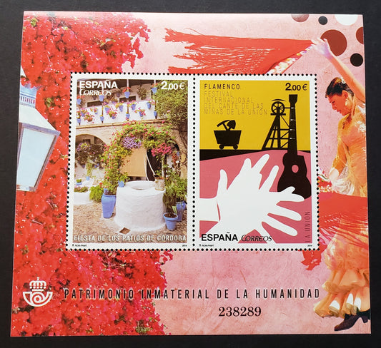 Lot 57 Spain SC#3980 2014 UNESCO Intangible Cultural Heritage Issue, A VFNH Sheet Of 2, Click on Listing to See ALL Pictures, 2017 Scott Cat. $11