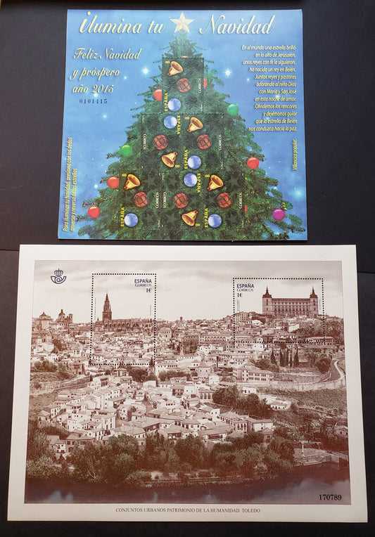 Lot 62 Spain SC#3983/4009var 2014 UNESCO / Christmas Issues, A VFNH Sheet Of 6 And A Sheet Of 2, Click on Listing to See ALL Pictures, 2017 Scott Cat. $16.9