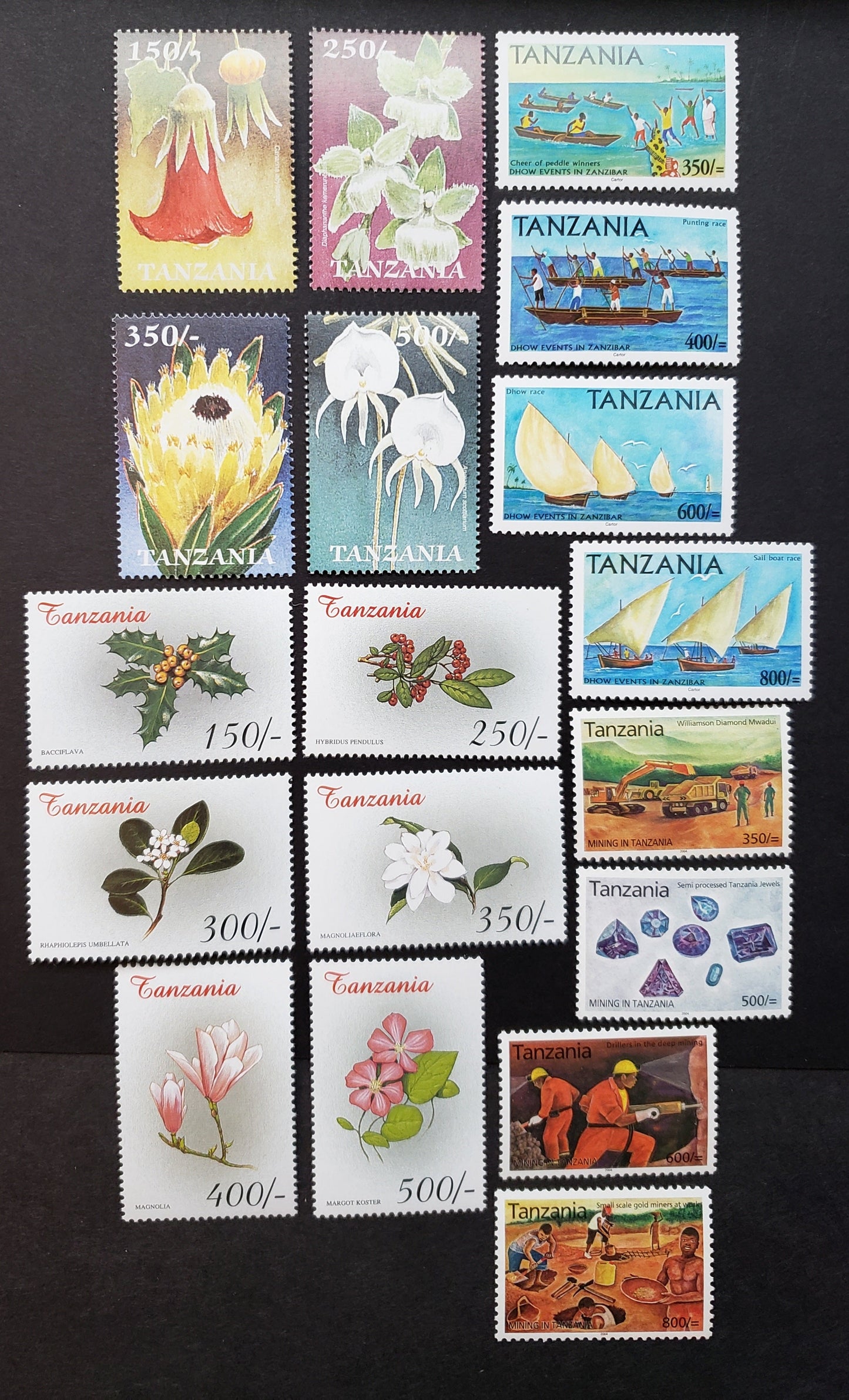 Lot 79 Tanzania SC#2032/2328 1999-2004 African Flowers / Mining Issues, 18 VFNH Singles, Click on Listing to See ALL Pictures, 2017 Scott Cat. $16.5