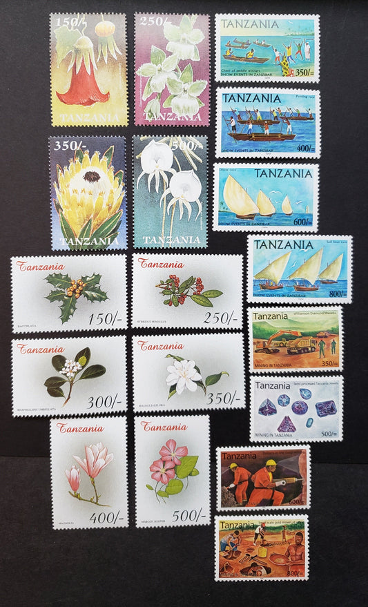 Lot 79 Tanzania SC#2032/2328 1999-2004 African Flowers / Mining Issues, 18 VFNH Singles, Click on Listing to See ALL Pictures, 2017 Scott Cat. $16.5