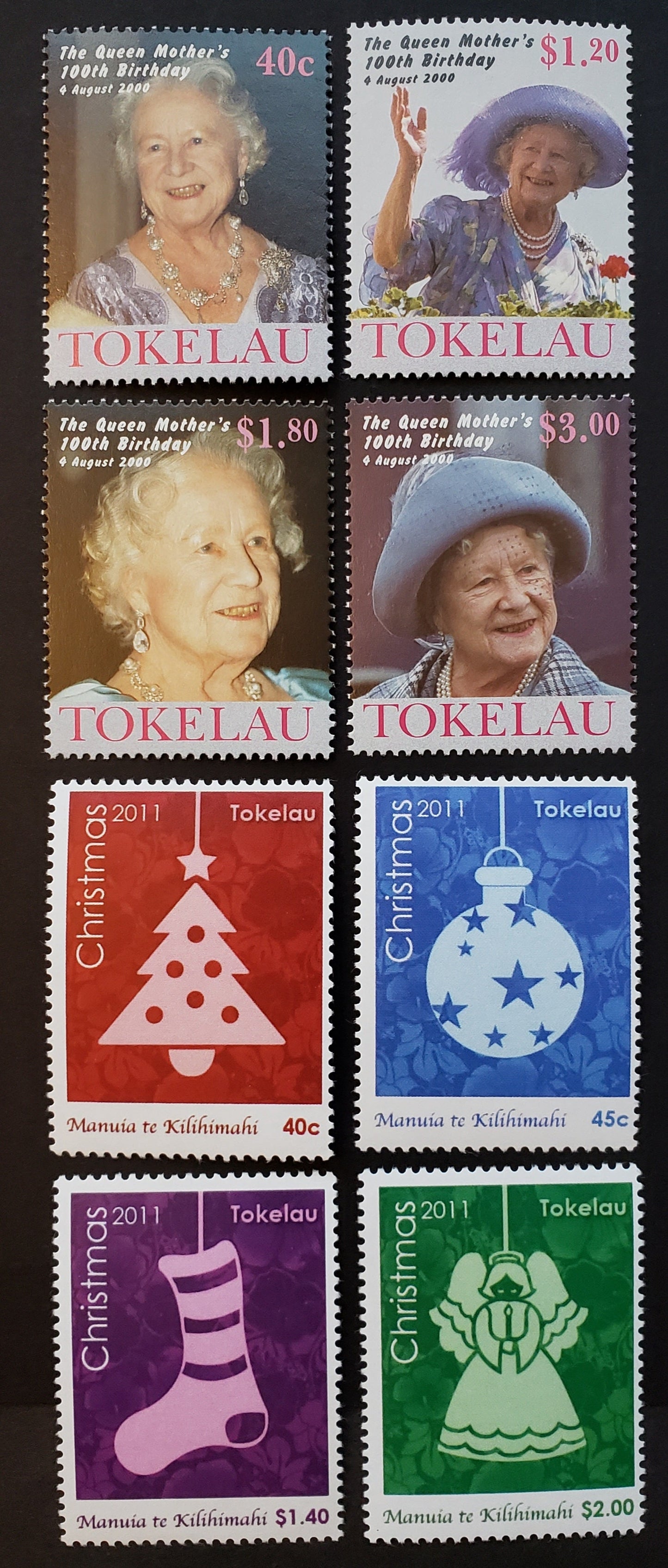 Lot 93 Tokelau SC#284/394 2000-2011 Queen Mother's 100th Birthday / Christmas Issues, 8 VFNH Singles, Click on Listing to See ALL Pictures, 2017 Scott Cat. $15.25