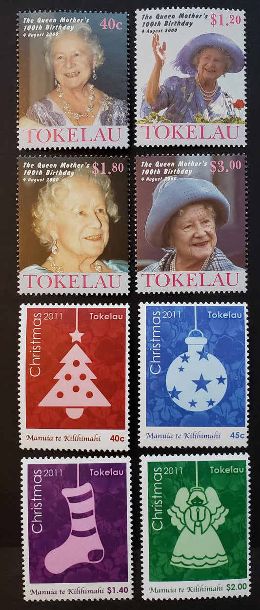 Lot 93 Tokelau SC#284/394 2000-2011 Queen Mother's 100th Birthday / Christmas Issues, 8 VFNH Singles, Click on Listing to See ALL Pictures, 2017 Scott Cat. $15.25