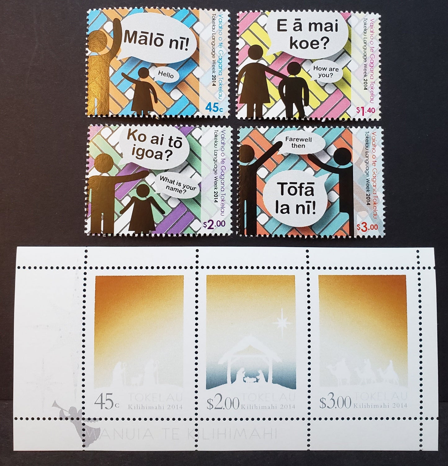 Lot 96 Tokelau SC#431/437 2014 Tokelau Language Week / Christmas Issues, 4 VFNH Singles And A Strip Of 3, Click on Listing to See ALL Pictures, 2017 Scott Cat. $19.5