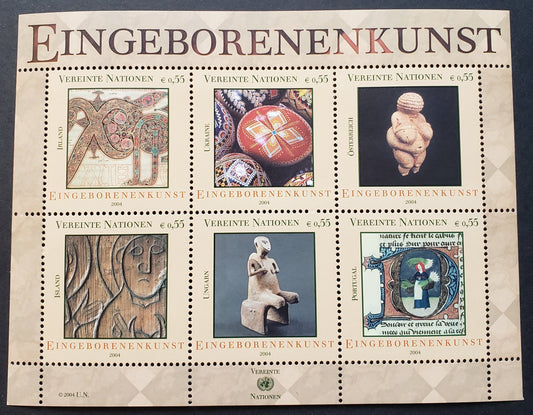 United Nations - Vienna, Austria SC#346 2004 Indigenous Art Issue, A VFNH Sheet Of 6, Click on Listing to See ALL Pictures, 2017 Scott Cat. $12