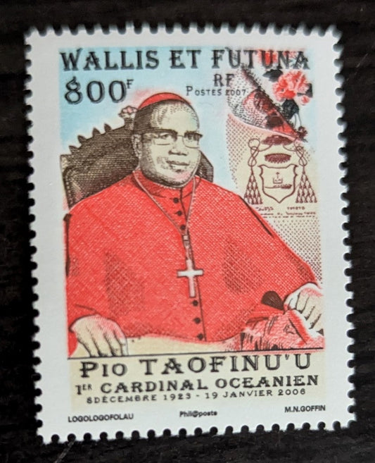 Lot 100 Wallis & Futuna SC#631 800fr Multicolored 2007 Pio Cardinal Taofinu'u Issue, A VFNH Single, Click on Listing to See ALL Pictures, 2017 Scott Cat. $21.5