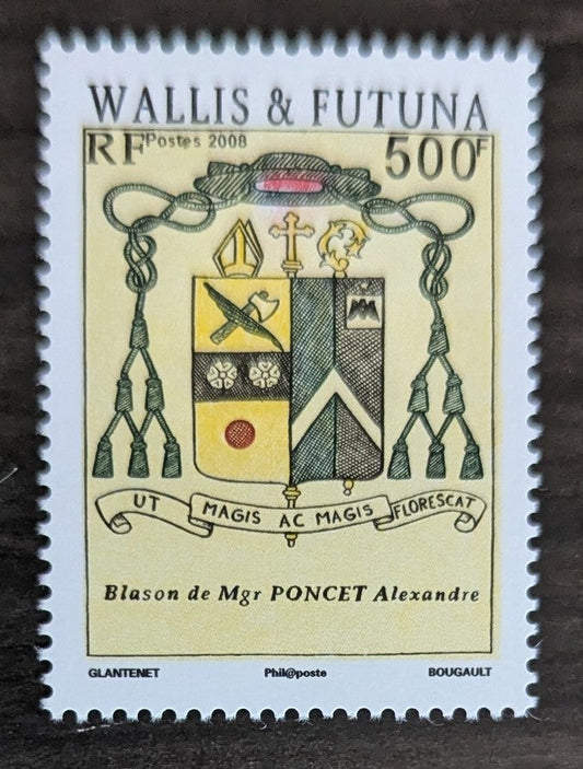 Lot 109 Wallis & Futuna SC#661 500fr Multicolored 2008 Arms of Monsignor Alexandre Poncet Issue, A VFNH Single, Click on Listing to See ALL Pictures, 2017 Scott Cat. $11