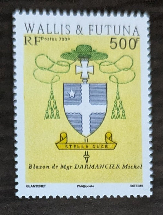 Lot 116 Wallis & Futuna SC#675 500fr Multicolored 2009 Arms of Bishop Michel Darmancier Issue, A VFNH Single, Click on Listing to See ALL Pictures, 2017 Scott Cat. $12.5