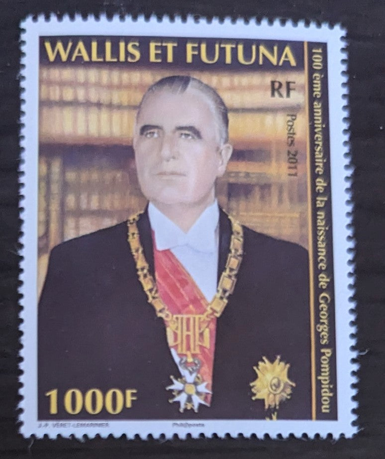 Lot 126 Wallis & Futuna SC#697 1000fr Multicolored 2011 Georges Pomoidou Issue, A VFNH Single, Click on Listing to See ALL Pictures, 2017 Scott Cat. $24