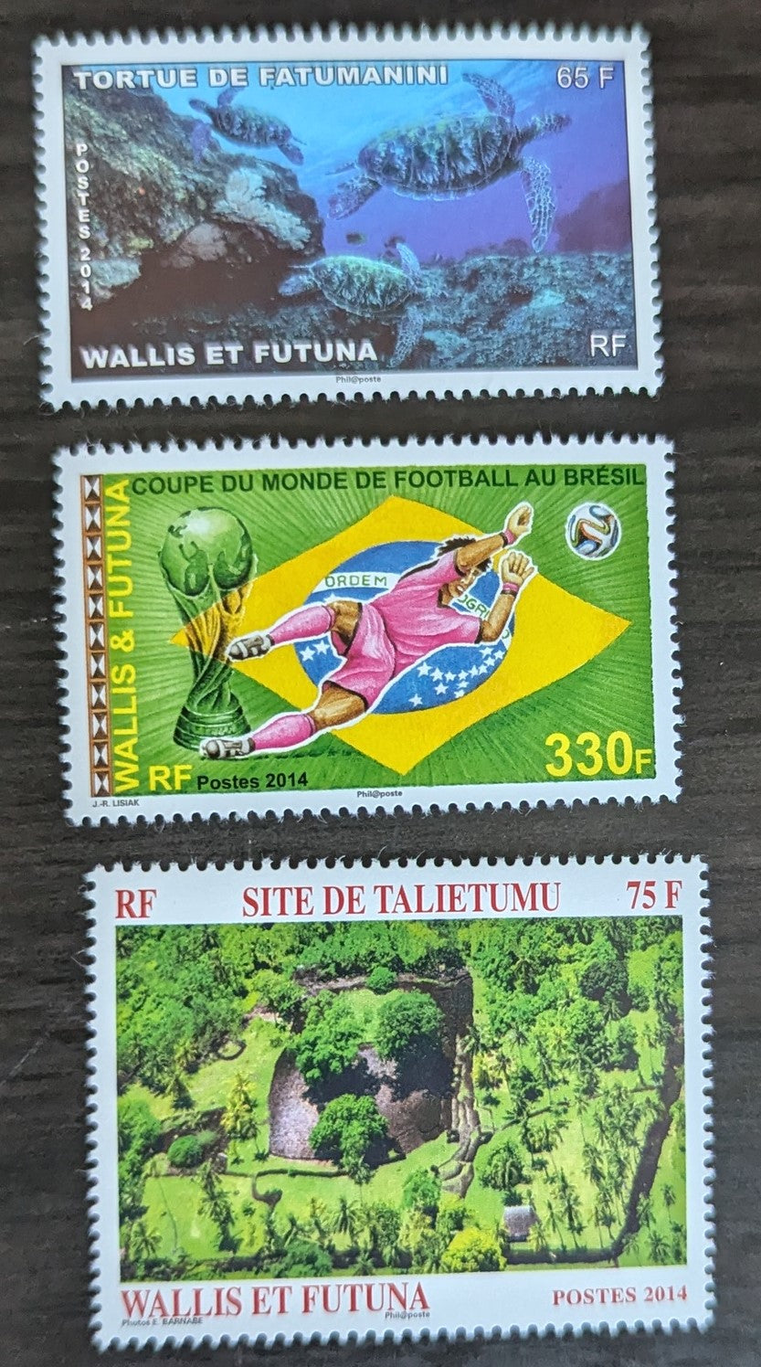 Lot 139 Wallis & Futuna SC#748-750 2014 Turtles in Water - Talietumu Archaeological Site Issues, 3 VFNH Singles, Click on Listing to See ALL Pictures, 2017 Scott Cat. $10.75