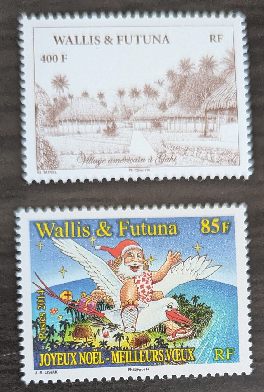 Lot 140 Wallis & Futuna SC#752/756 2014 American Village Near Gahi - Christmas Issues, 2 VFNH Singles, Click on Listing to See ALL Pictures, 2017 Scott Cat. $10.25