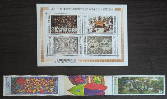 Lot 144 Wallis & Futuna SC#751/754 2014 Tapa Cloths - Paintings Issues, 2 VFNH Pair & Sheet of 4, Click on Listing to See ALL Pictures, 2017 Scott Cat. $12.5