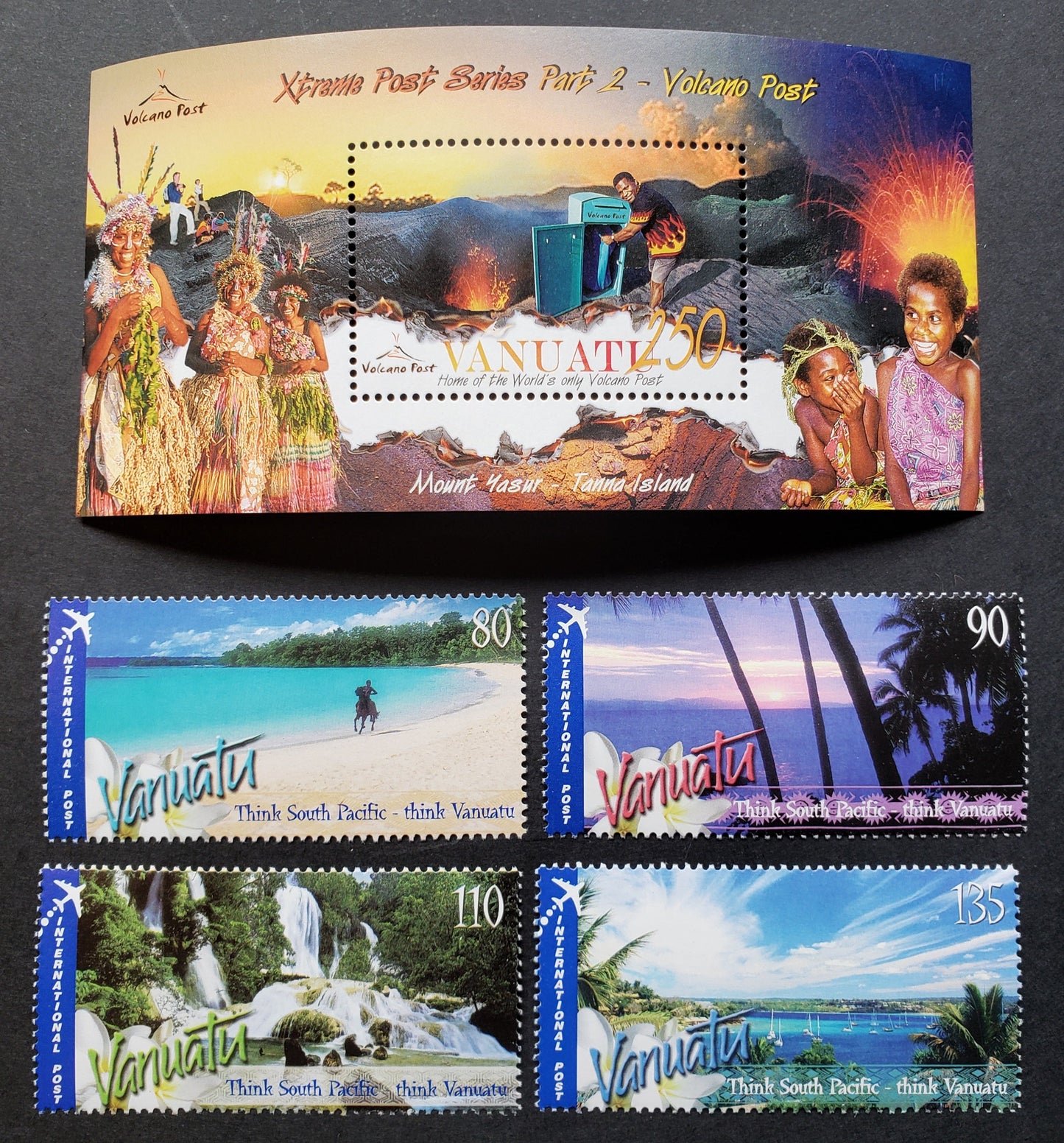 Lot 156 Vanuatu SC#872a/878 2005 Volcano Post / Landscapes Issues, 4 VFNH Singles And A Sheet Of 1, Click on Listing to See ALL Pictures, 2017 Scott Cat. $16.5