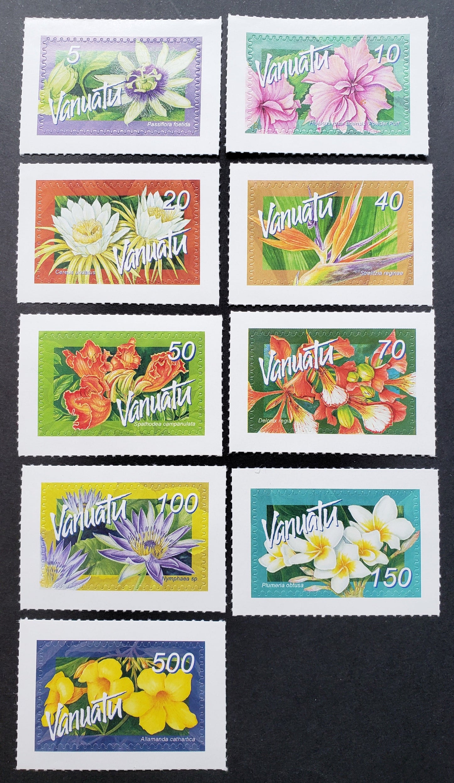 Lot 159 Vanuatu SC#890/898 2006 Flowers Issue, 9 VFNH Singles, Click on Listing to See ALL Pictures, 2017 Scott Cat. $16.5