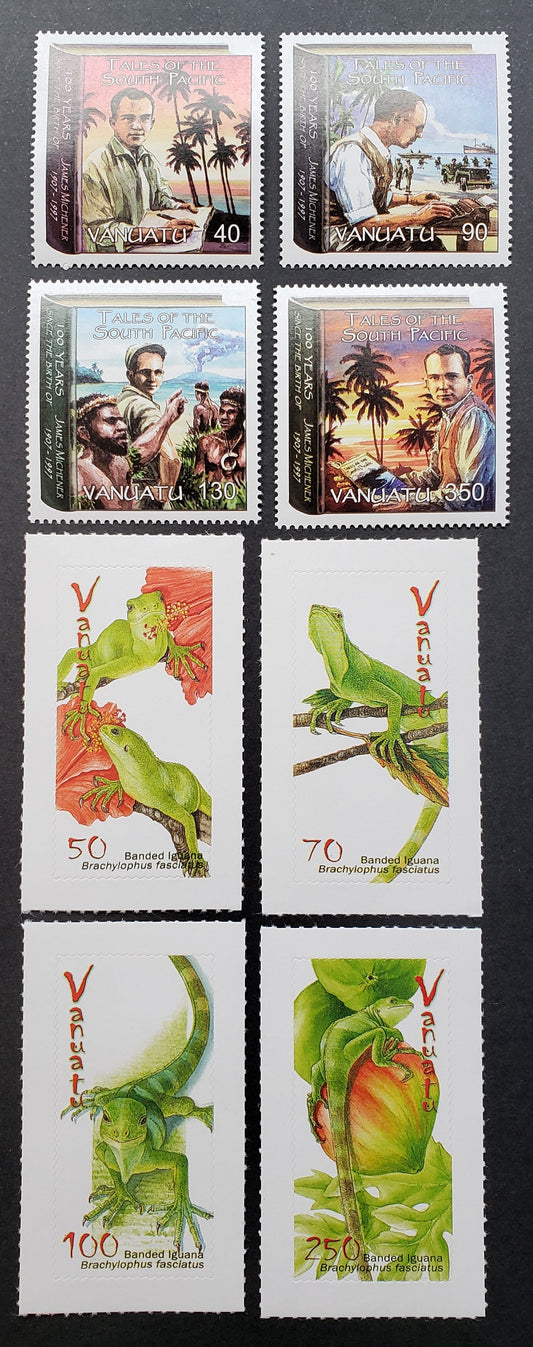 Lot 164 Vanuatu SC#929/936 2007 James A. Michener / Banded Iguana Issues, 8 VFNH Singles, Click on Listing to See ALL Pictures, 2017 Scott Cat. $20.75