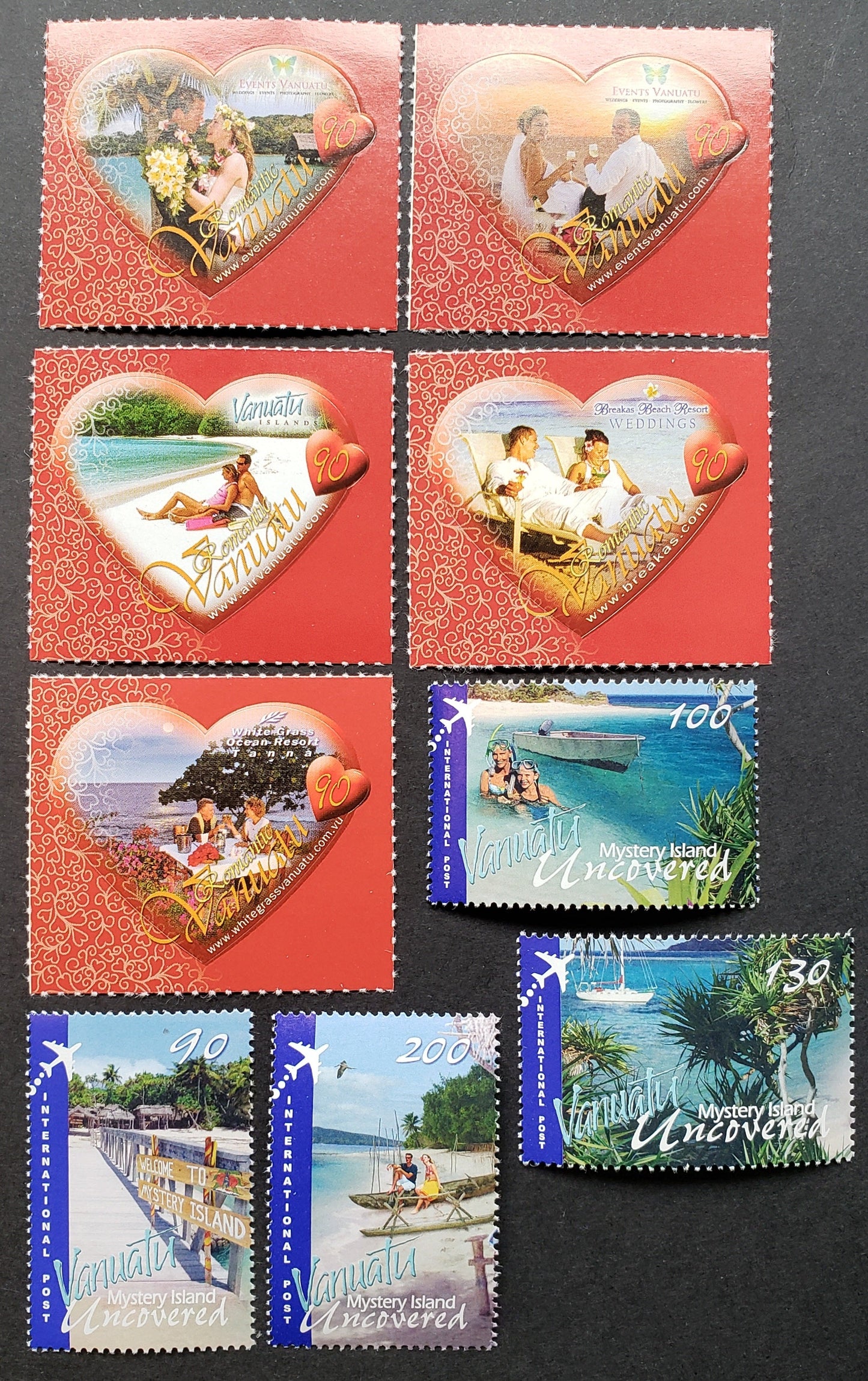 Lot 167 Vanuatu SC#961/969 2009 Romance In Vanuatu / Mystery Island Issues, 9 VFNH Singles, Click on Listing to See ALL Pictures, 2017 Scott Cat. $15.25