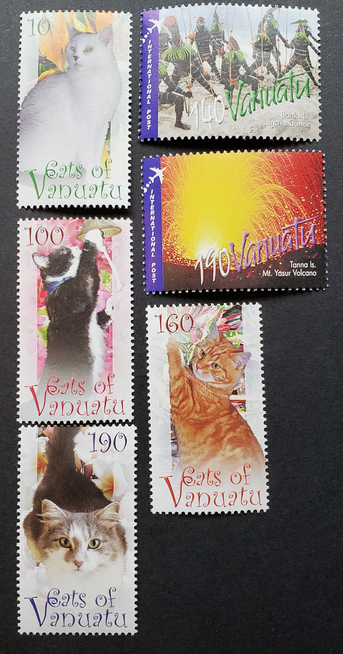 Lot 170 Vanuatu SC#983/990 2010 Tourism / Cats Issues, 6 VFNH Singles, Click on Listing to See ALL Pictures, 2017 Scott Cat. $14.75