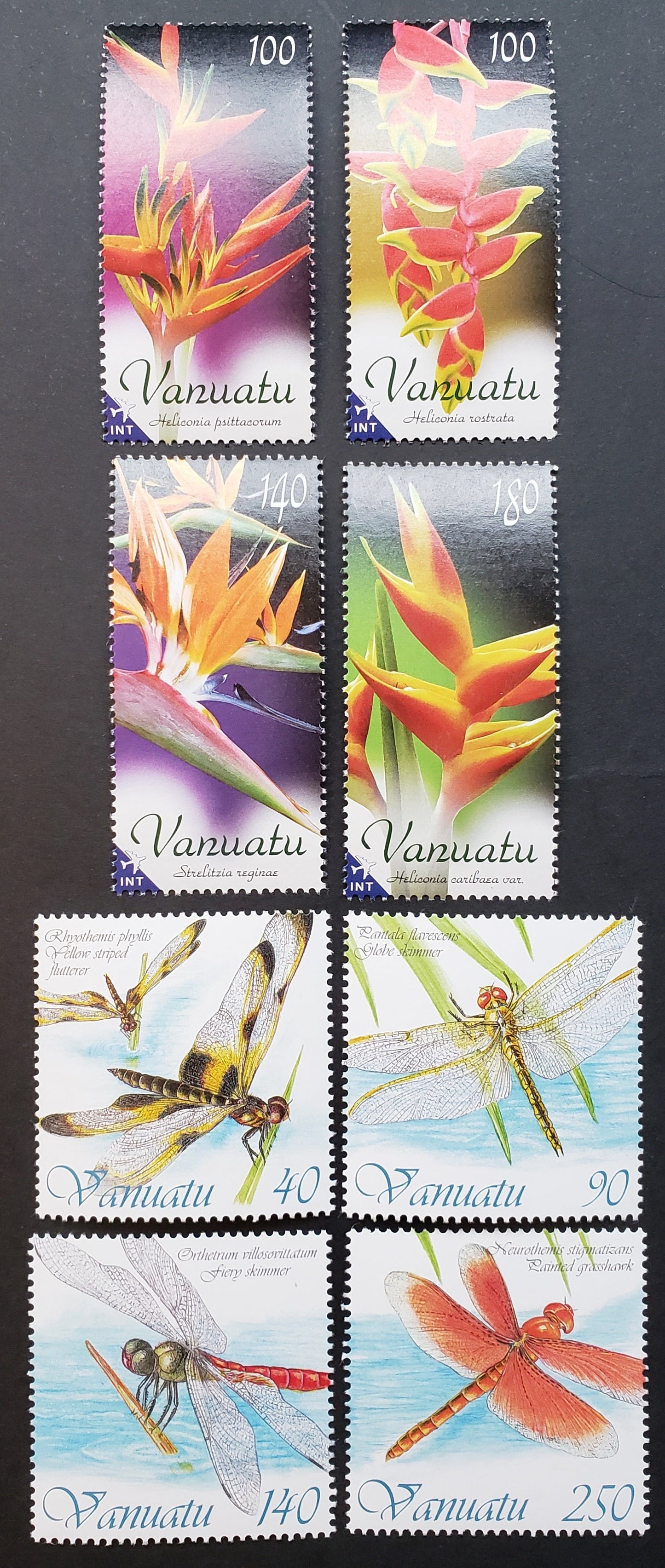 Lot 174 Vanuatu SC#1016/1023 2011-2012 Flowers / Dragonflies Issues, 8 VFNH Singles, Click on Listing to See ALL Pictures, 2017 Scott Cat. $21.5