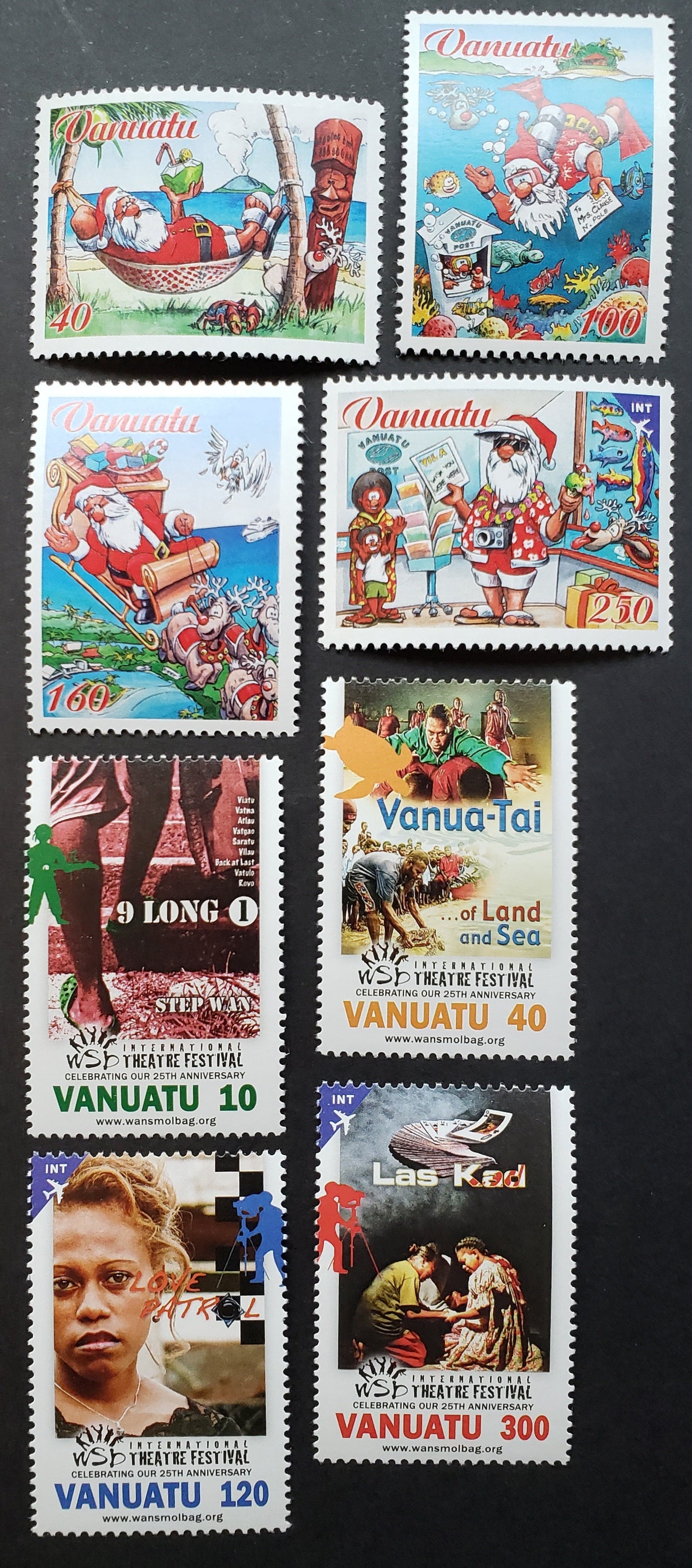 Lot 178 Vanuatu SC#1065/1074 2013-2014 Christmas / Wan Smolbag International Theater Festival Issues, 8 VFNH Singles, Click on Listing to See ALL Pictures, 2017 Scott Cat. $22