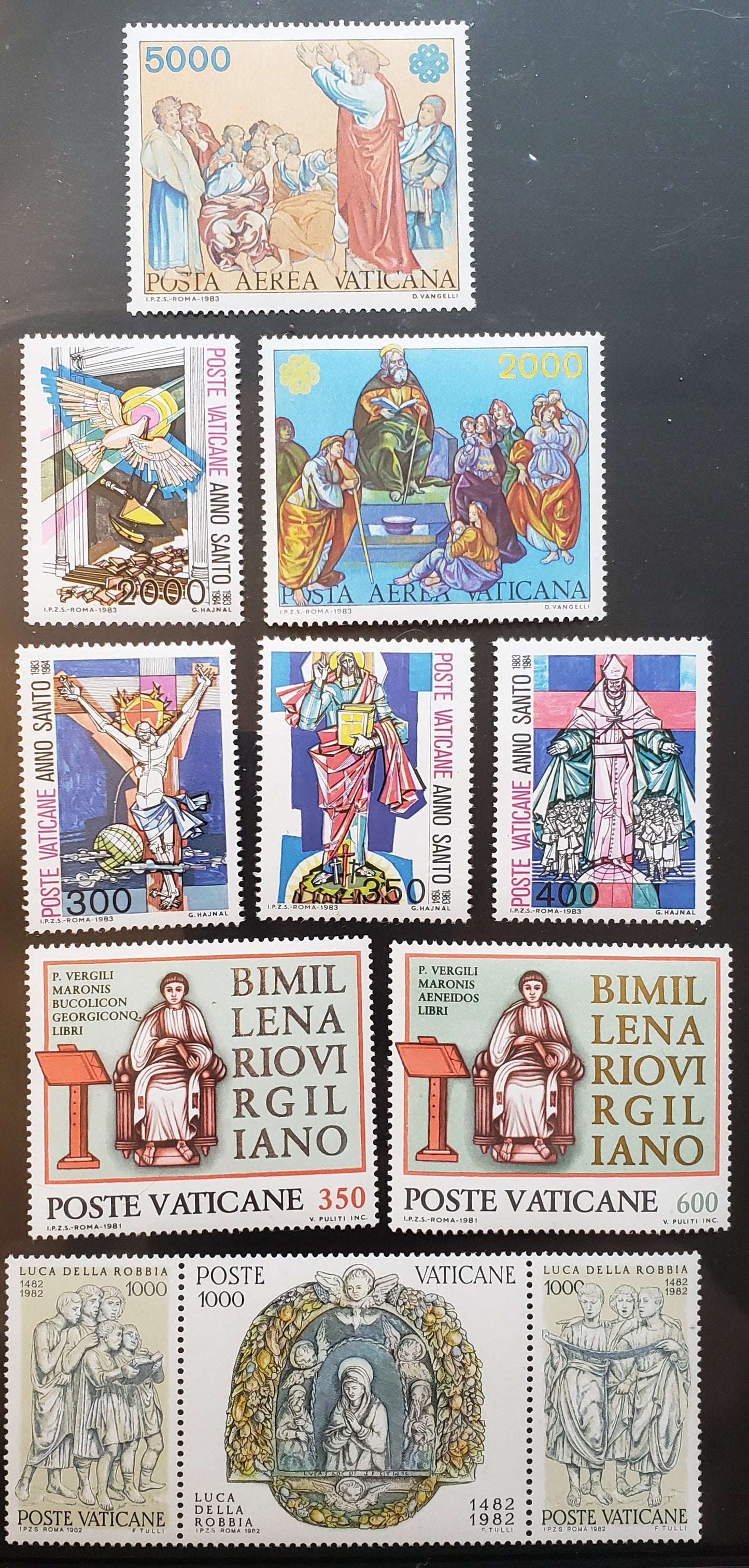 Lot 182 Vatican City SC#686a/C74 1981-1983 200th Birth Of Virgil / World Communication Year Issues, 8 VFNH Singles And A Pair With Label, Click on Listing to See ALL Pictures, 2017 Scott Cat. $18