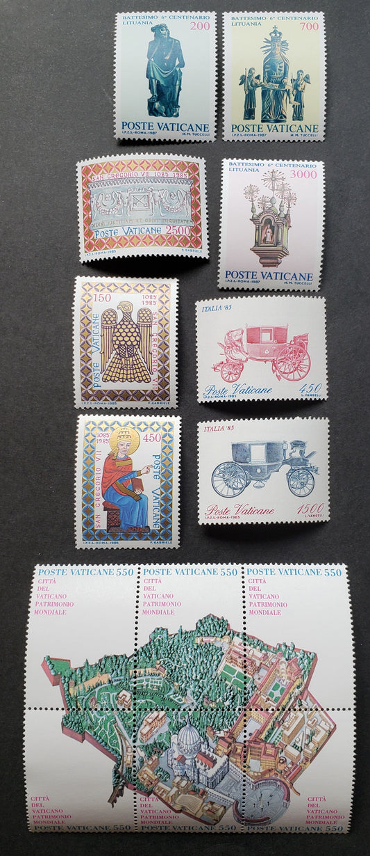 Lot 184 Vatican City SC#758/788 1985-1987 St. Gregory VII / Christianization Anniversaries Issues, 8 VFNH Singles And A Block Of 6, Click on Listing to See ALL Pictures, 2017 Scott Cat. $15.1