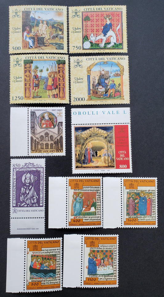 Lot 190 Vatican City SC#1040/1062 1997 St. Adalbert / Christmas Issues, 11 VFNH Singles, Click on Listing to See ALL Pictures, 2017 Scott Cat. $21.45