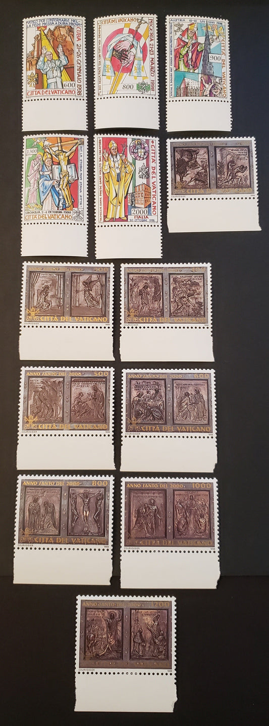 Lot 199 Vatican City SC#1118/1135 1999 Travels Of Pope John Paul II / Holy Door Issues, 13 VFNH Singles, Click on Listing to See ALL Pictures, 2017 Scott Cat. $15.4