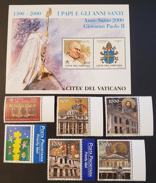 Lot 202 Vatican City SC#1137/1152 2000 Holy Year / Europa Issues, 6 VFNH Singles And A Souvenir Sheet, Click on Listing to See ALL Pictures, 2017 Scott Cat. $12