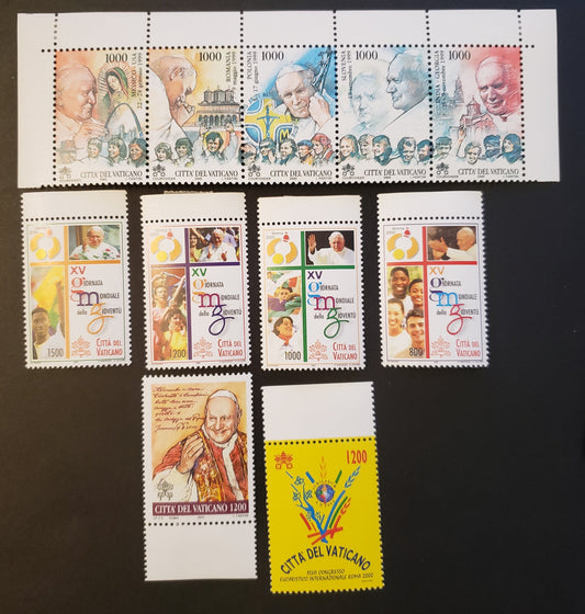 Lot 204 Vatican City SC#1160/1167 2000 20th World Youth Day / Travels Of Pope John Paul II Issues, 6 VFNH Singles And A Strip Of 5, Click on Listing to See ALL Pictures, 2017 Scott Cat. $16.1