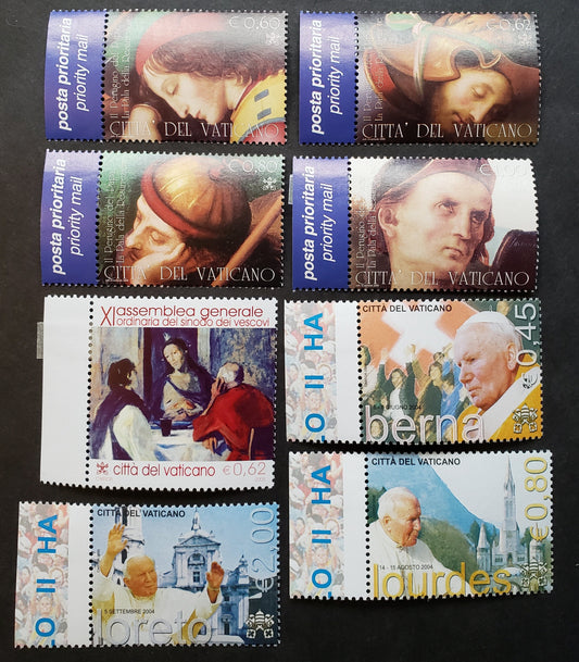 Lot 224 Vatican City SC#1303/1311 2005 Resurrection Of Christ / Journeys Of Pope John Paul II Issues, 8 VFNH Singles, Click on Listing to See ALL Pictures, 2017 Scott Cat. $17