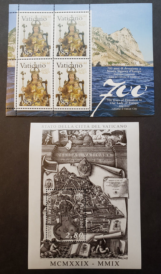 Lot 255 Vatican City SC#1402var/1410 2009 Gibraltar Shrine / Vatican City State Issues, A VFNH Sheet Of 4 And A Sheet Of 4, Click on Listing to See ALL Pictures, 2017 Scott Cat. $17