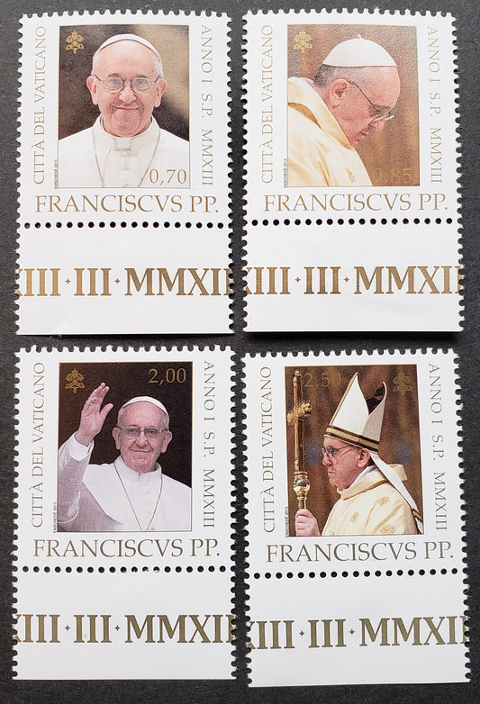 Lot 285 Vatican City SC#1523/1526 2013 Pope Francis Issue, 4 VFNH Singles, Click on Listing to See ALL Pictures, 2017 Scott Cat. $16