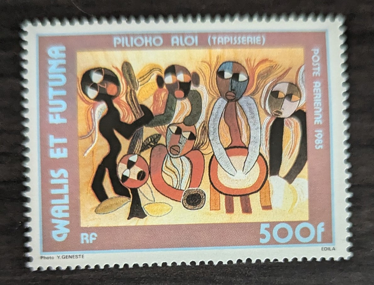 Lot 28 Wallis & Futuna SC#C140 500fr Multicolored 1985 Pilioko Tapestry Issue, A VFNH Single, Click on Listing to See ALL Pictures, 2017 Scott Cat. $13.5